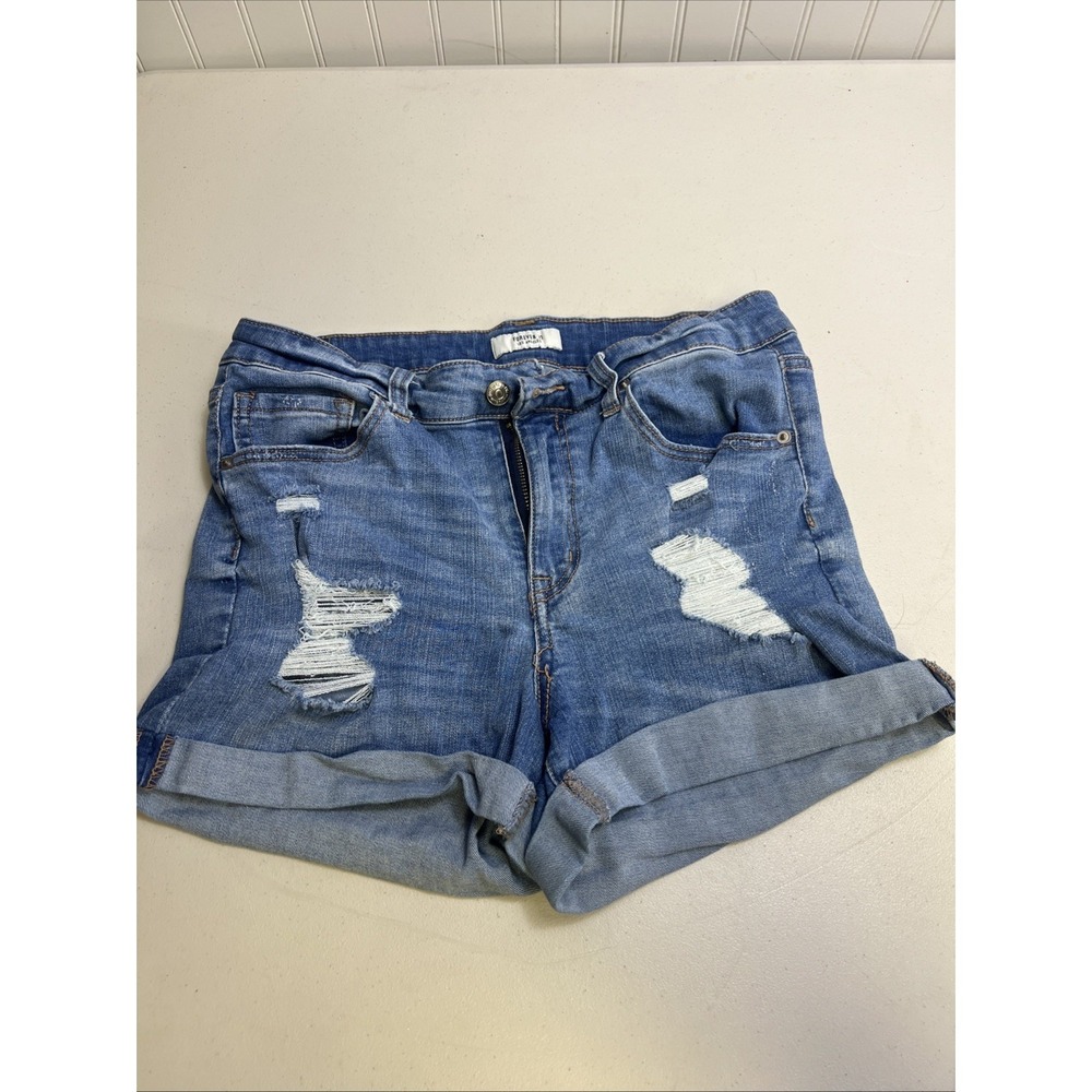 Forever 21 Distressed Ripped Cuffed Denim Jean Shorts Womens Size 30 5 Pocket